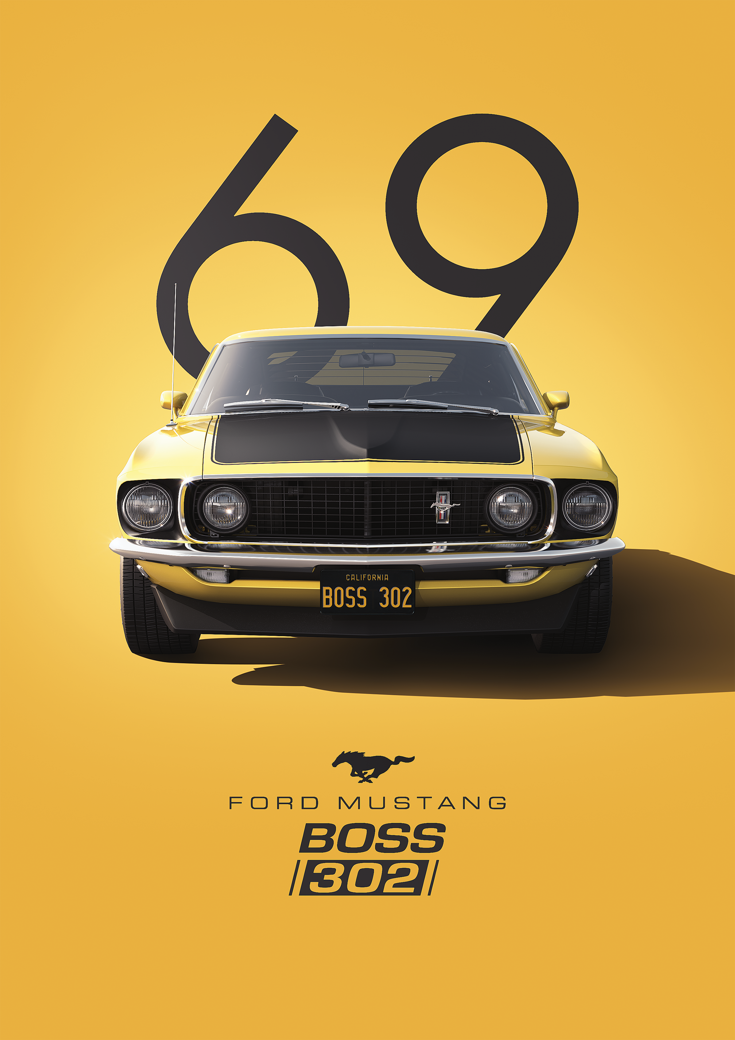 1969 Mustang metal poster artwork